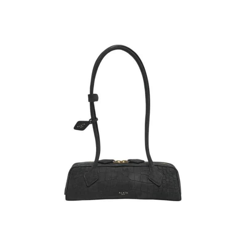 Alaia Leather Shoulder Bag Trumpets Women's Black-0