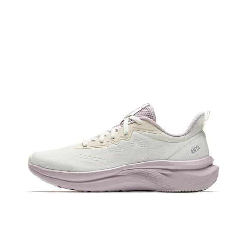 Anta Anti Slip And Wear Resistant Breathable Low Top Casual Running Shoes Women's White Pink