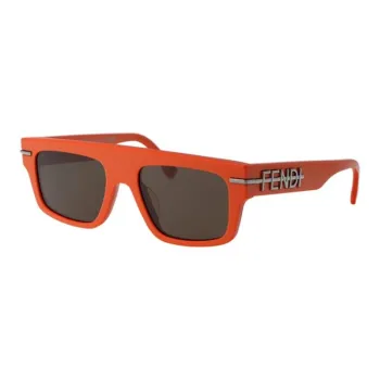 FENDI Acetate Rectangular Sunglasses Unisex Red