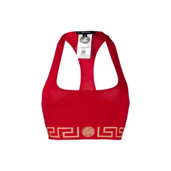 VERSACE Greca Border Sports Bra 'Red'