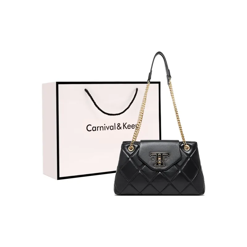 Carnival Keep Cow Leather Shoulder Bag Crossbody Bag Shoulder Bag Regular Women's Black/Ecru-0