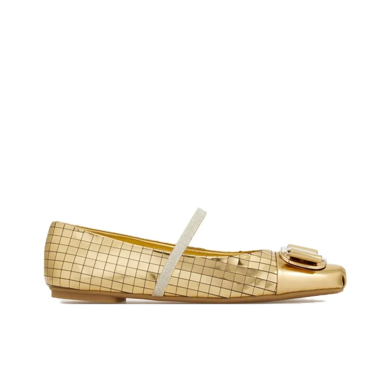 FERRAGAMO Vara Casual Single Shoes Women's Gold-1