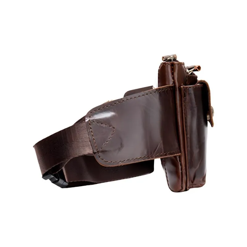 DOSRFINI Cow Leather Fanny Pack Medium Size Men's Coffee/Black/Oil Coffee-4