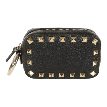 Valentino Rockstud Calfskin Makeup Bag Mini Women's Black