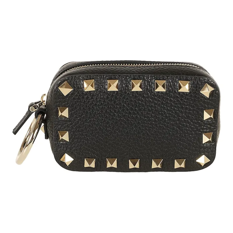 Valentino Rockstud Calfskin Makeup Bag Mini Women's Black-0