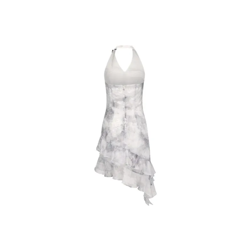 GIMING Slip Dress Women's Black And White Floral-1