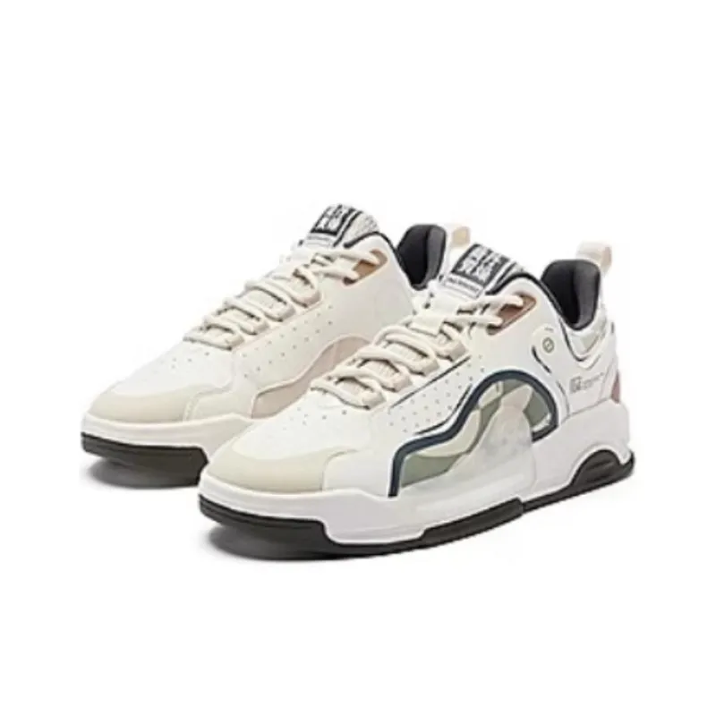 QIAODAN Zhang Craziness IV Anti Slip Wear Resistant Low Top Skateboard Shoes Men's White Umber-2