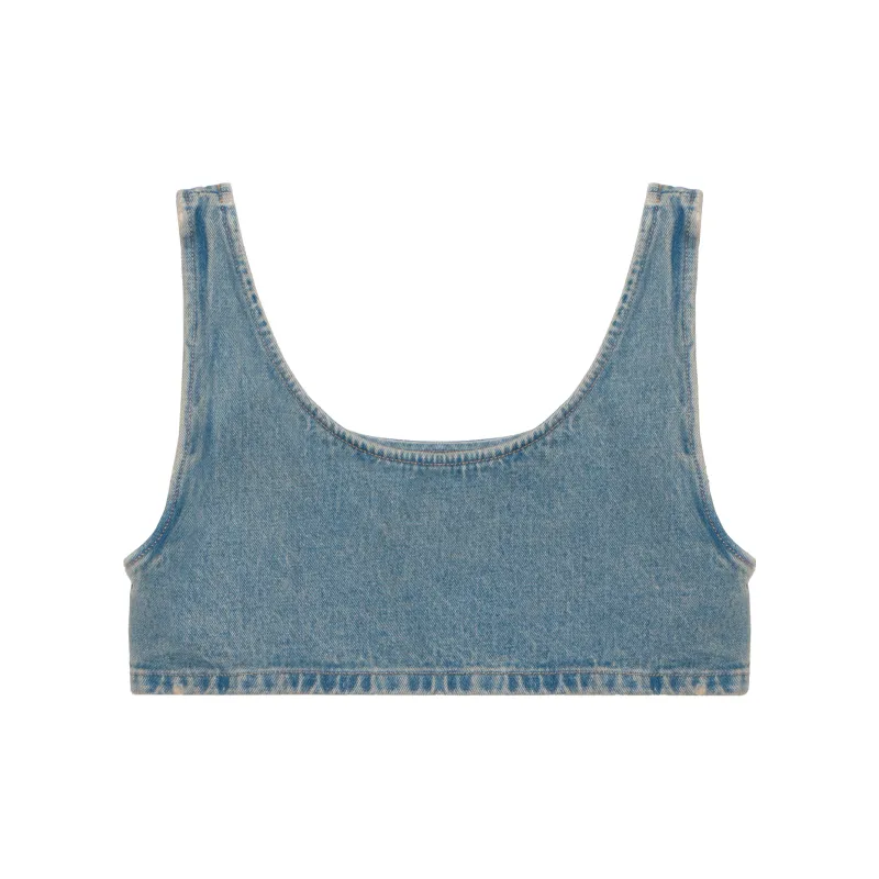 PRADA Triangle logo Denim Crop Top-1