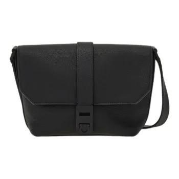FERRAGAMO Cow Leather Messenger Bag Shoulder Bag Crossbody Bag Regular Men's Black