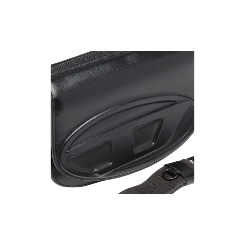 DIESEL Cow Leather Crossbody Bag Shoulder Bag Medium Size Unisex Black-4