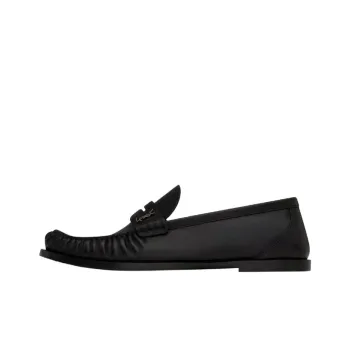SAINT LAURENT Logo Plaque Slip On Loafers Women's
