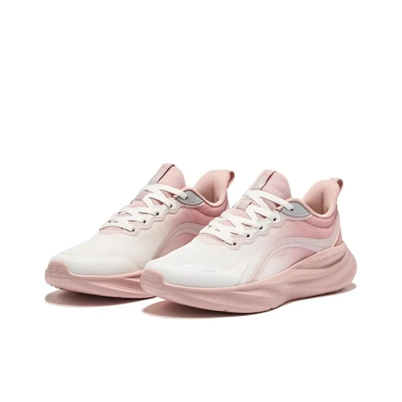 Erke Walk Wear Resistant Cushioning Slip Resistant Low Top Casual Running Shoes Women's White Pink-1