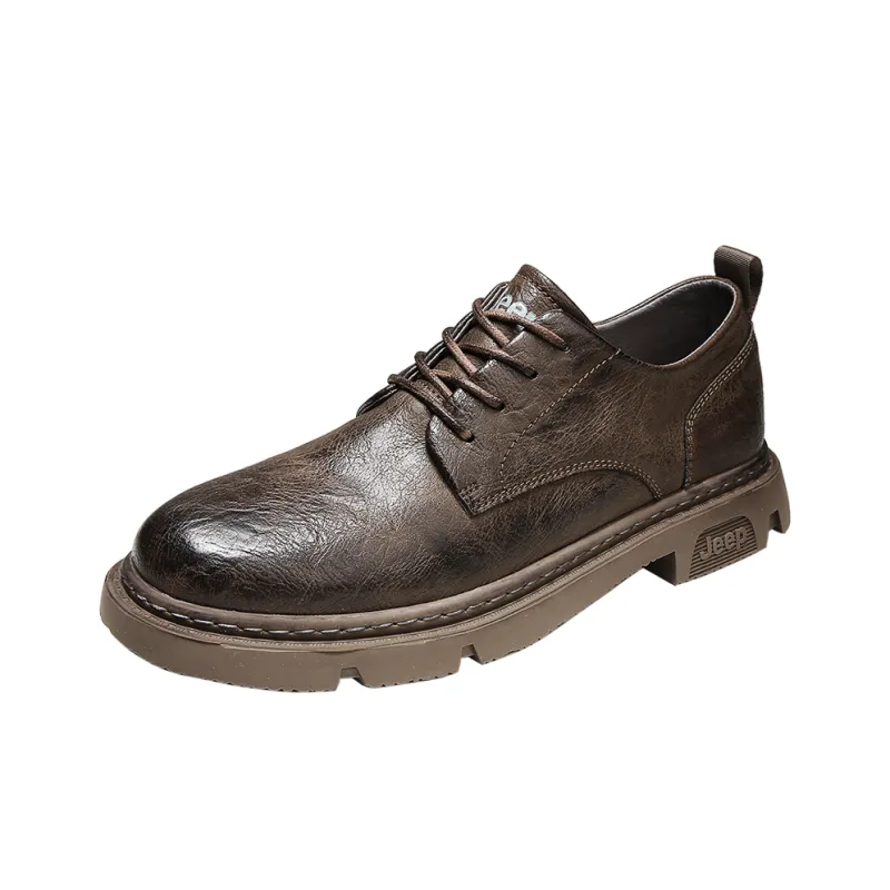 Jeep Leather Casual Shoes Men's Black-7