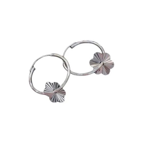 Stone Edge Poly 999 Fine Silver Sterling Silver Hoop Earrings Unisex