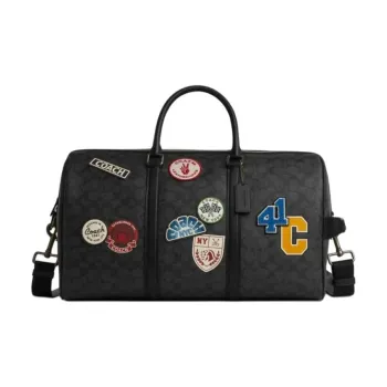 COACH Venturer Artificial Leather Travel Bag Men's Black Gray Color