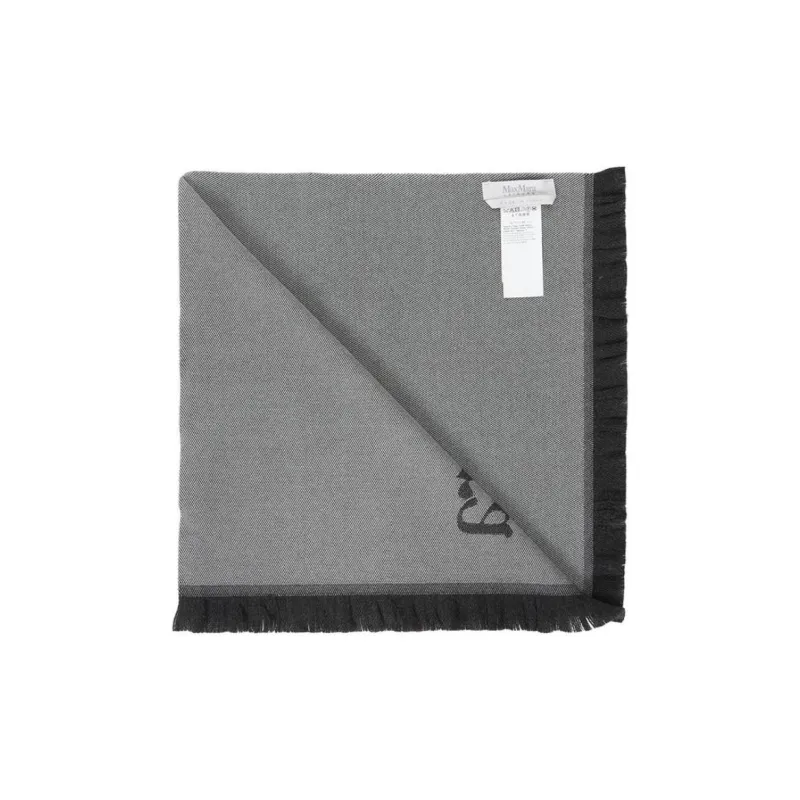 MaxMara Studio Wool Knit Scarves Unisex Gray-2