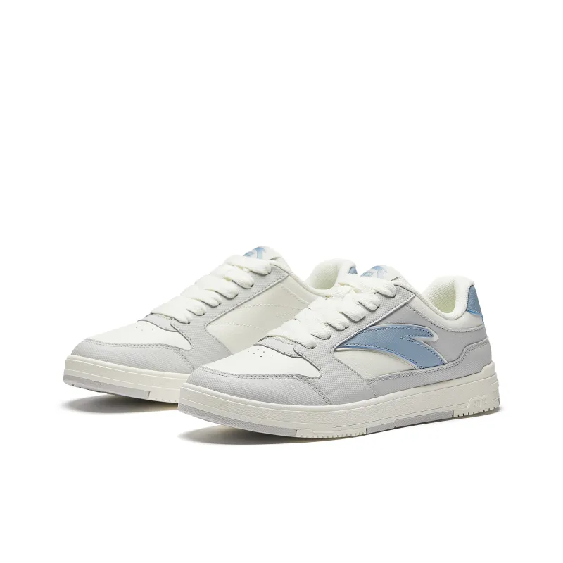 ANTA Skateboard Shoes Women's Low Top Ivory White/Cumulus Gray/Dusty Blue-3