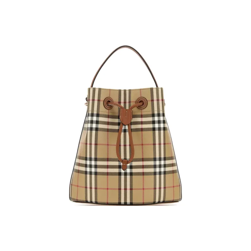 Burberry Polyurethane Bucket Bags Handbags Small Size Women's Beige & Black-4