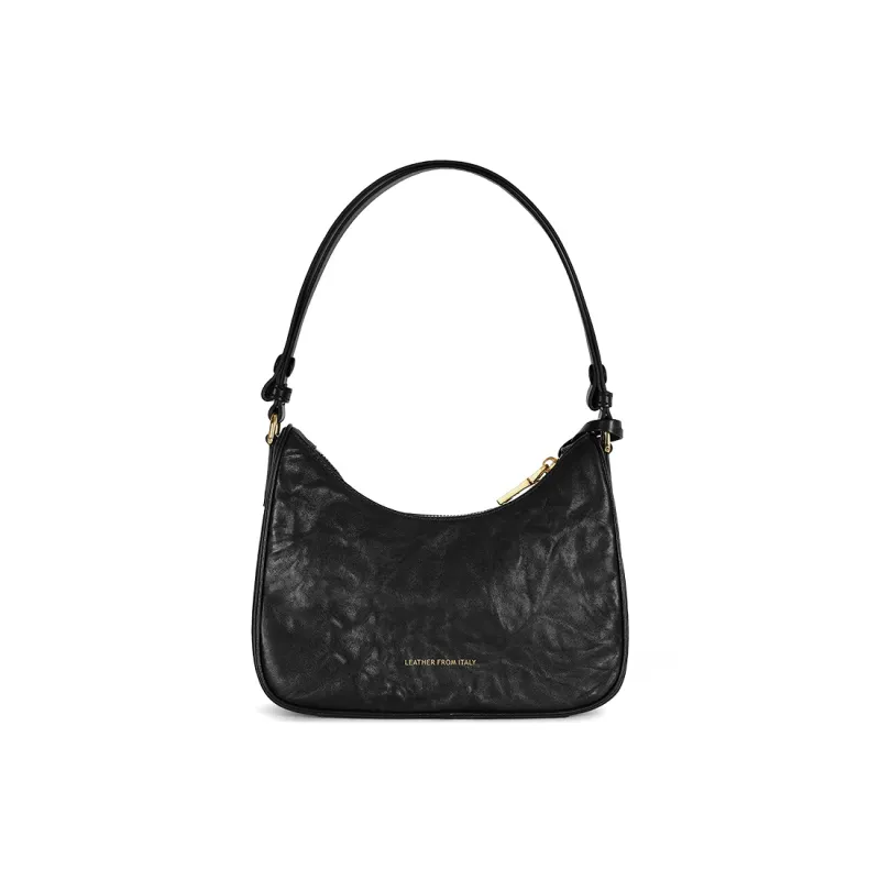 CASSILE Cow Leather Crescent Moon Shoulder Bag Regular Women's Truffle Black-4