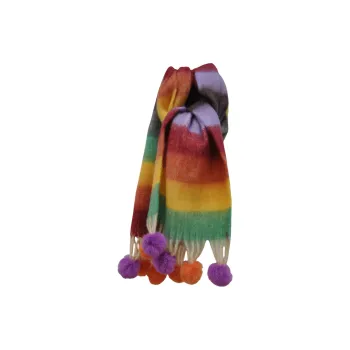 PINKORANGE Polyester Knit Scarves Unisex Rainbow Stripes