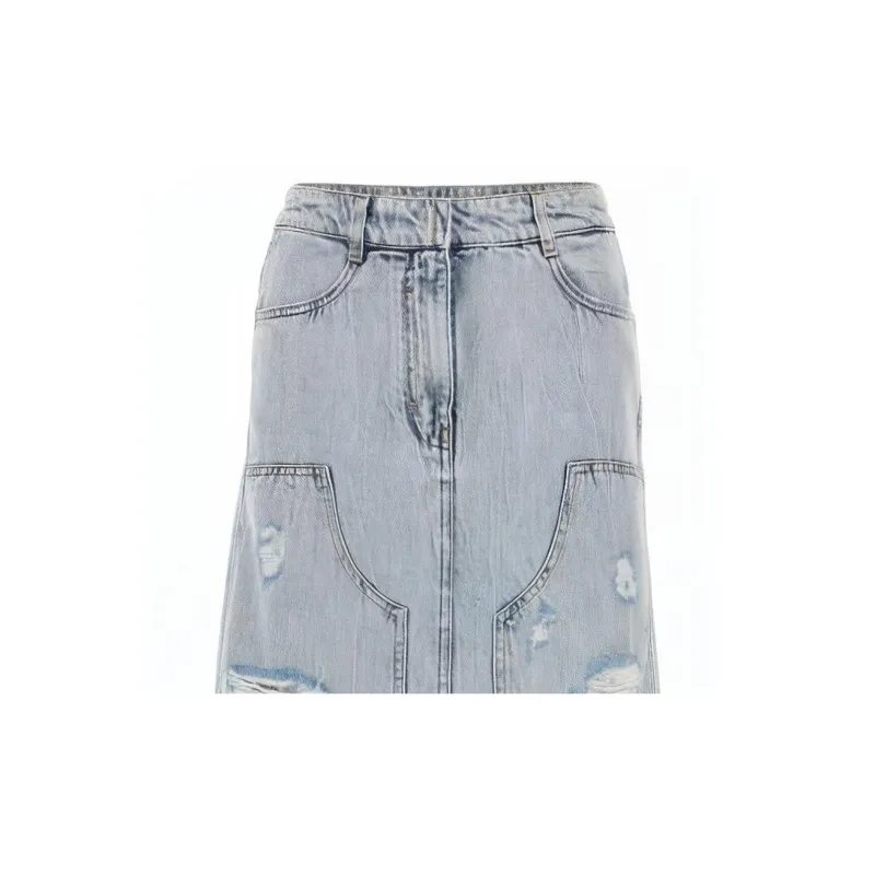 Givenchy Destroyed-Effect Midi Denim Skirt-3