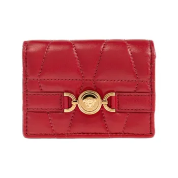 VERSACE Lambskin Wallet Women's Red