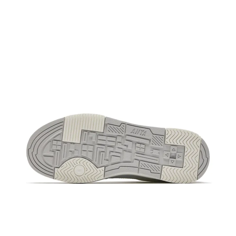 ANTA Skateboard Shoes Women's Low Top Ivory White/Cumulus Gray/Dusty Blue-7