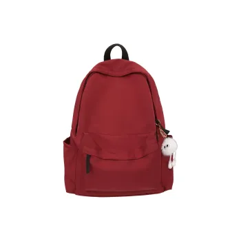 MOK Nylon Japanese Style Solid Color Large Capacity Backpack Regular Unisex Red/Black/White/Gray