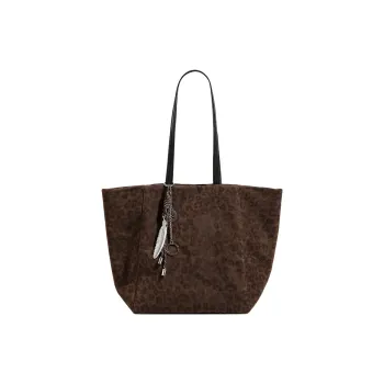 H YXIANG Microfiber Synthetic Leather Shoulder Bag Women's Dark Panther/Light Panther