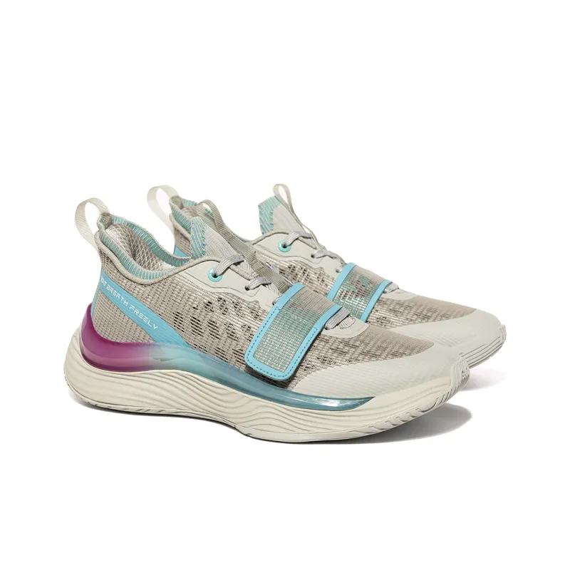 VOIT Cushioning, Slip Resistant, And Abrasion Resistant Low Top Basketball Shoes Unisex Light Gray/Blue-2