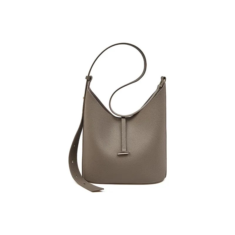 Old Man's Head Top Grain Cow Leather Crossbody Bag Women's Gray-1