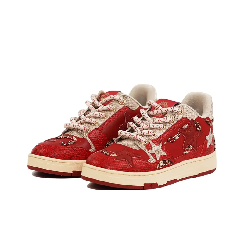 KAALIXTO Cushioning Wear Resistant Low Top Skateboard Shoes Unisex Red-2