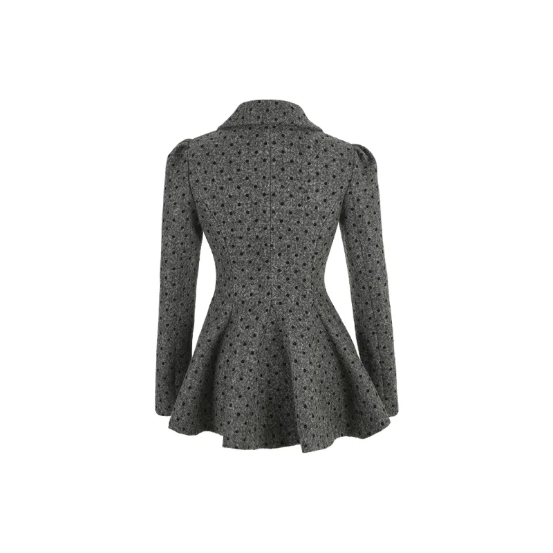 ACAINES Coats Women's Dark Gray Polka Dot-1