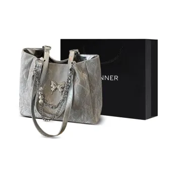 C°BANNER Cow Leather With Synthetic Leather Underarm Tote Shoulder Bag Regular Women's Silver