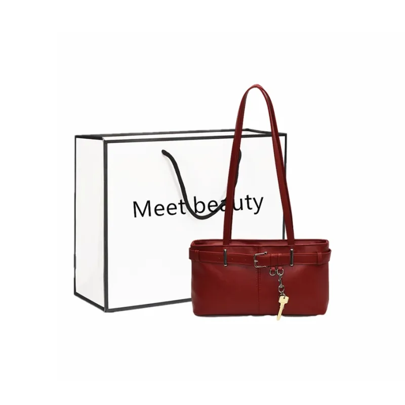 Fitchell PU Shoulder Bag Regular Women's Coffee/Black White Brown/Red-7