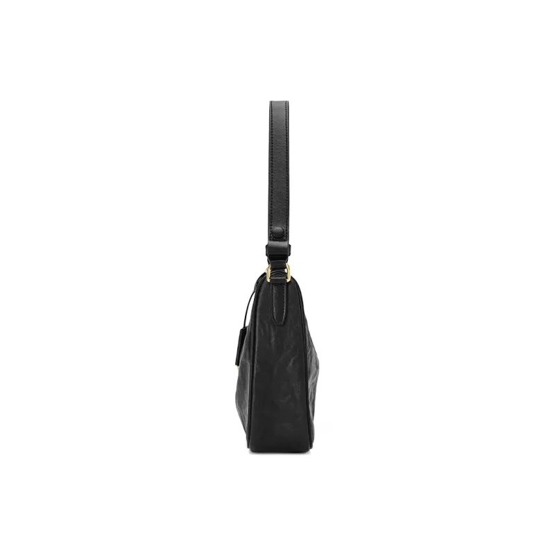 CASSILE Cow Leather Crescent Moon Shoulder Bag Regular Women's Truffle Black-3
