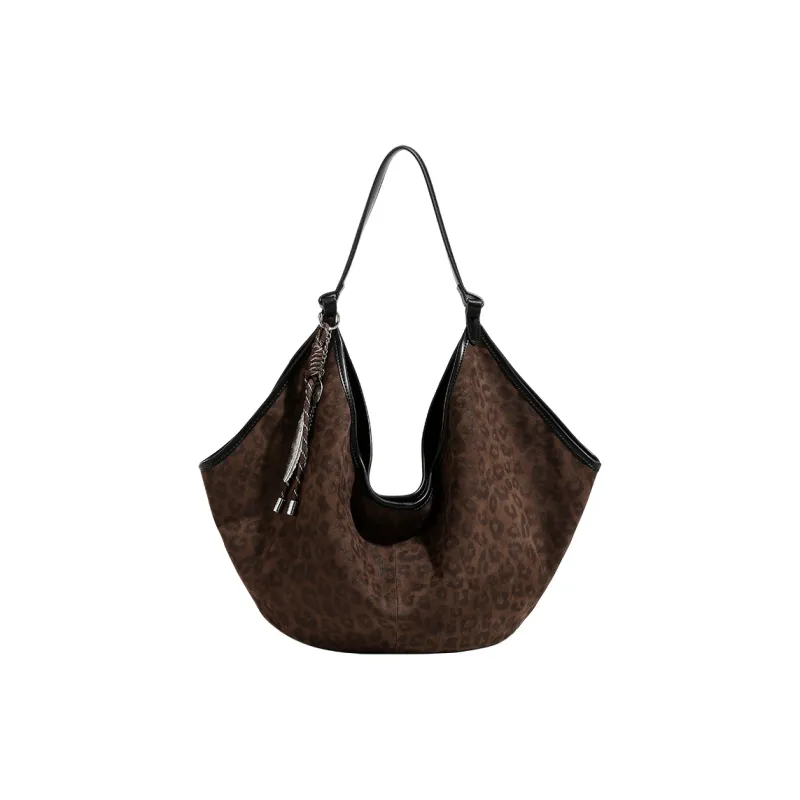 H YXIANG Microfiber Synthetic Leather Shoulder Bag Regular Women's Dark Leopard/Light Leopard-0