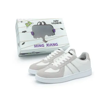 Singing Anti Slip And Wear Resistant Lightweight Low Top Skateboard Shoes Women's White Gray