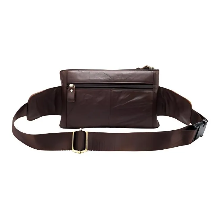 DOSRFINI Cow Leather Fanny Pack Medium Size Men's Coffee/Black/Oil Coffee-8