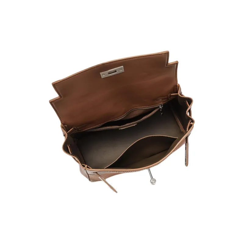 GELANNI Polyurethane Patchwork With Cow Leather Shoulder Bag Women's Brown-4