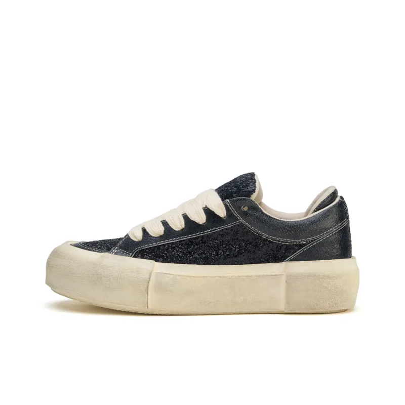 MATNUT Black, Distressed Platform Height Increasing Skateboard Shoes-0