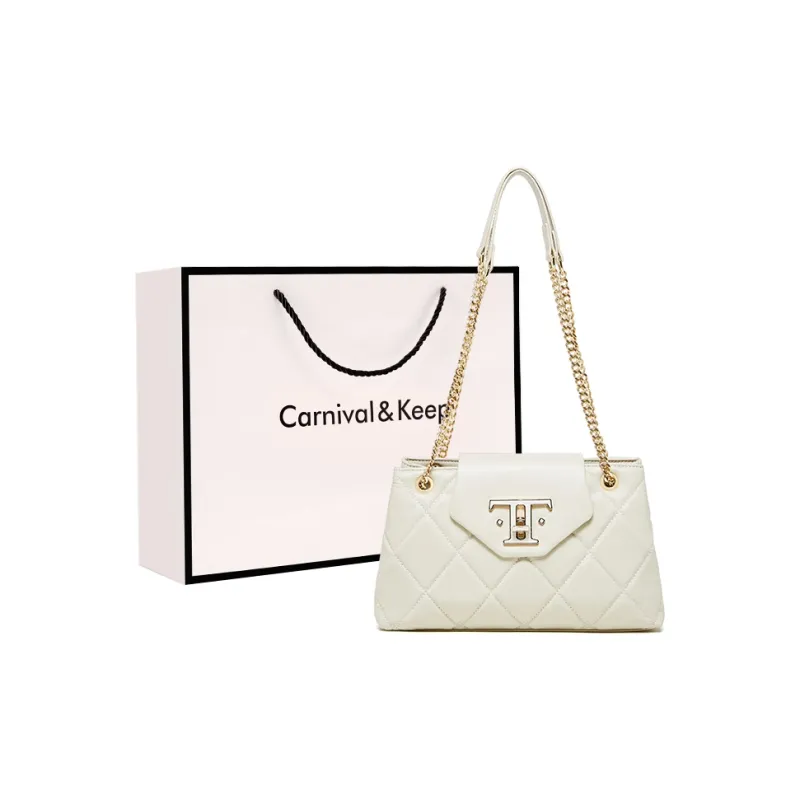Carnival Keep Cow Leather Shoulder Bag Crossbody Bag Shoulder Bag Regular Women's Black/Ecru-5
