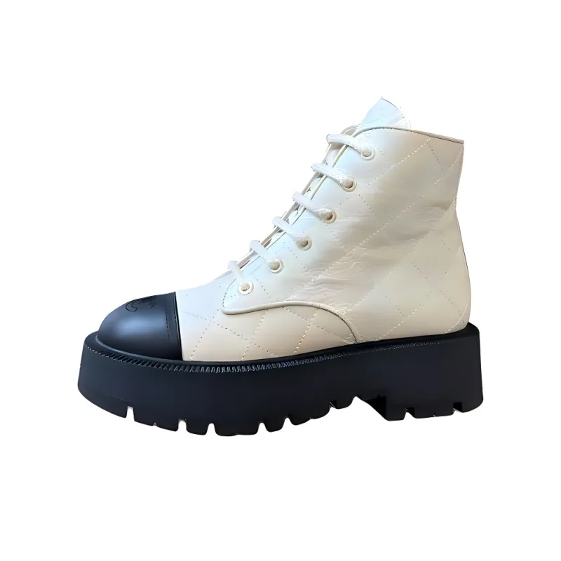 CHANEL Short Martin Boot Women's White-0