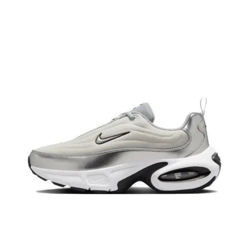 Nike Air Max Portal Anti Slip Wear Resistant Low Top Casual Running Shoes Women's Silver White