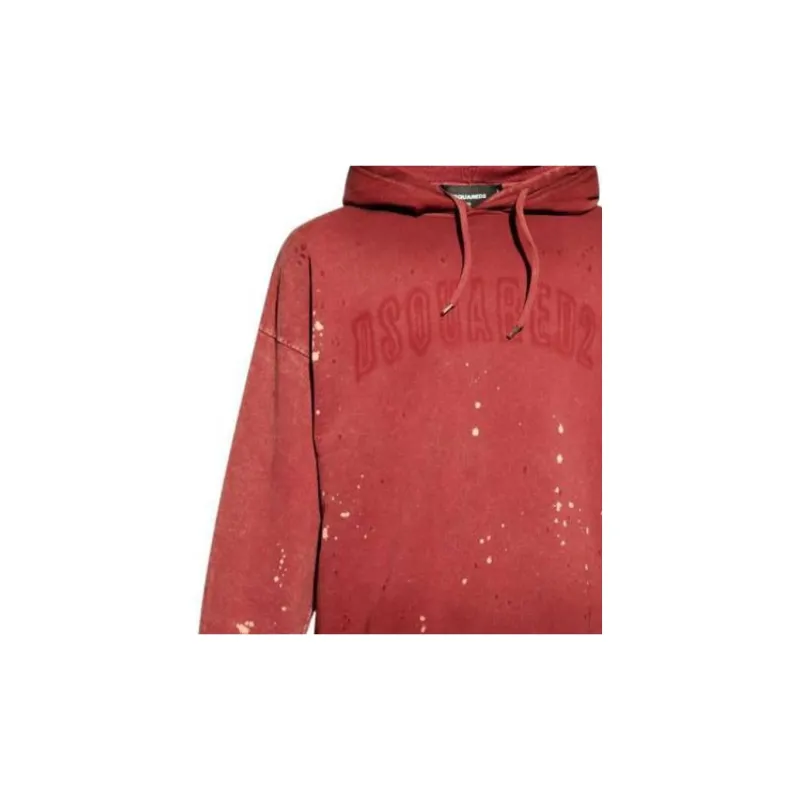 DSQUARED 2 Paint Splatter Detailed Drawstring Hoodie-5