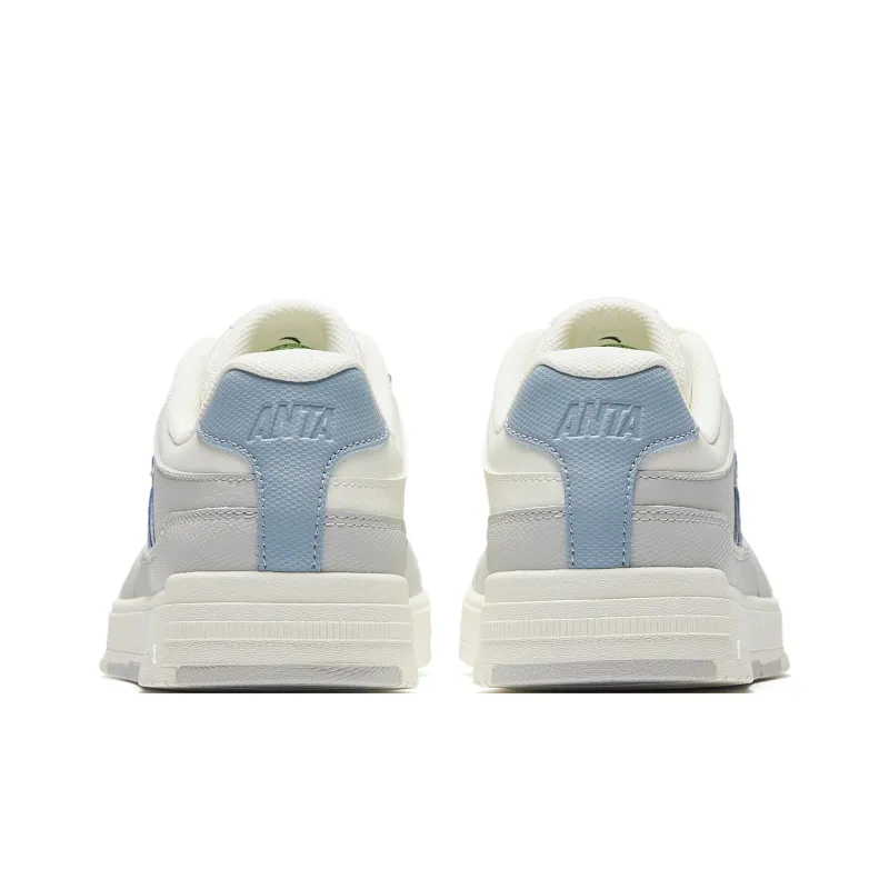 ANTA Skateboard Shoes Women's Low Top Ivory White/Cumulus Gray/Dusty Blue-6