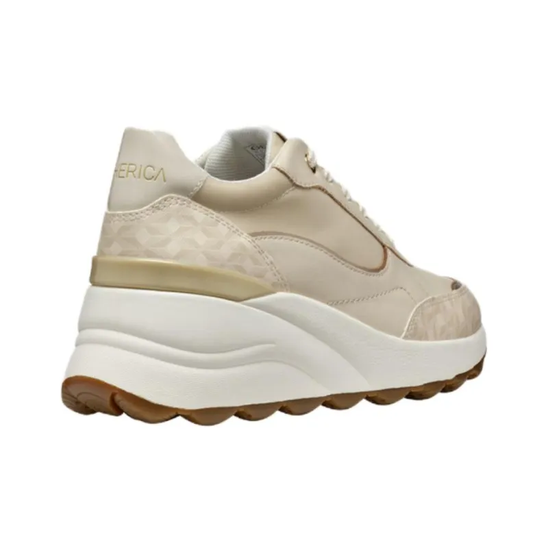 GEOX Spherica Ec13 Anti Slip And Wear Resistant Height Increasing Low Top Casual Shoes Women's Gray White-5