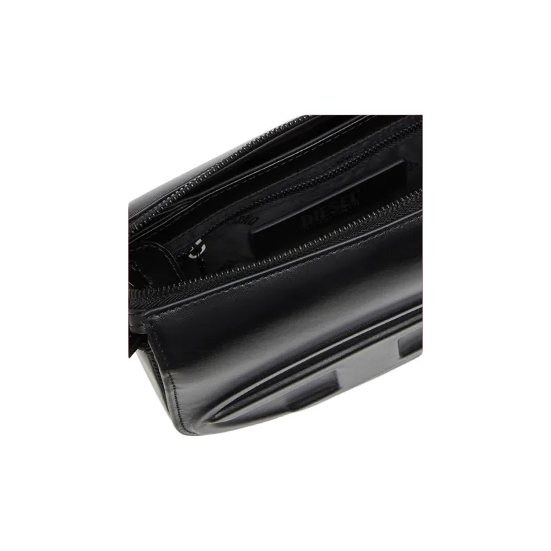 DIESEL Cow Leather Crossbody Bag Shoulder Bag Medium Size Unisex Black-3