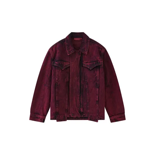 WULISHAONIAN Denim Jacket Unisex Snowflake Red