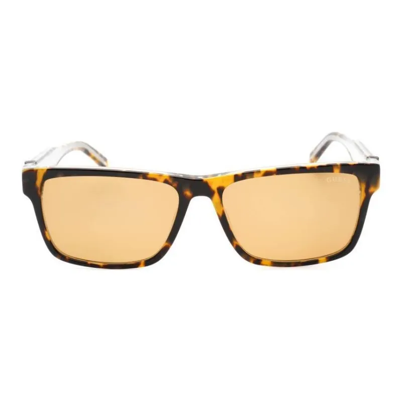 GUESS Plastic Rectangular Sunglasses Men's Brown-1